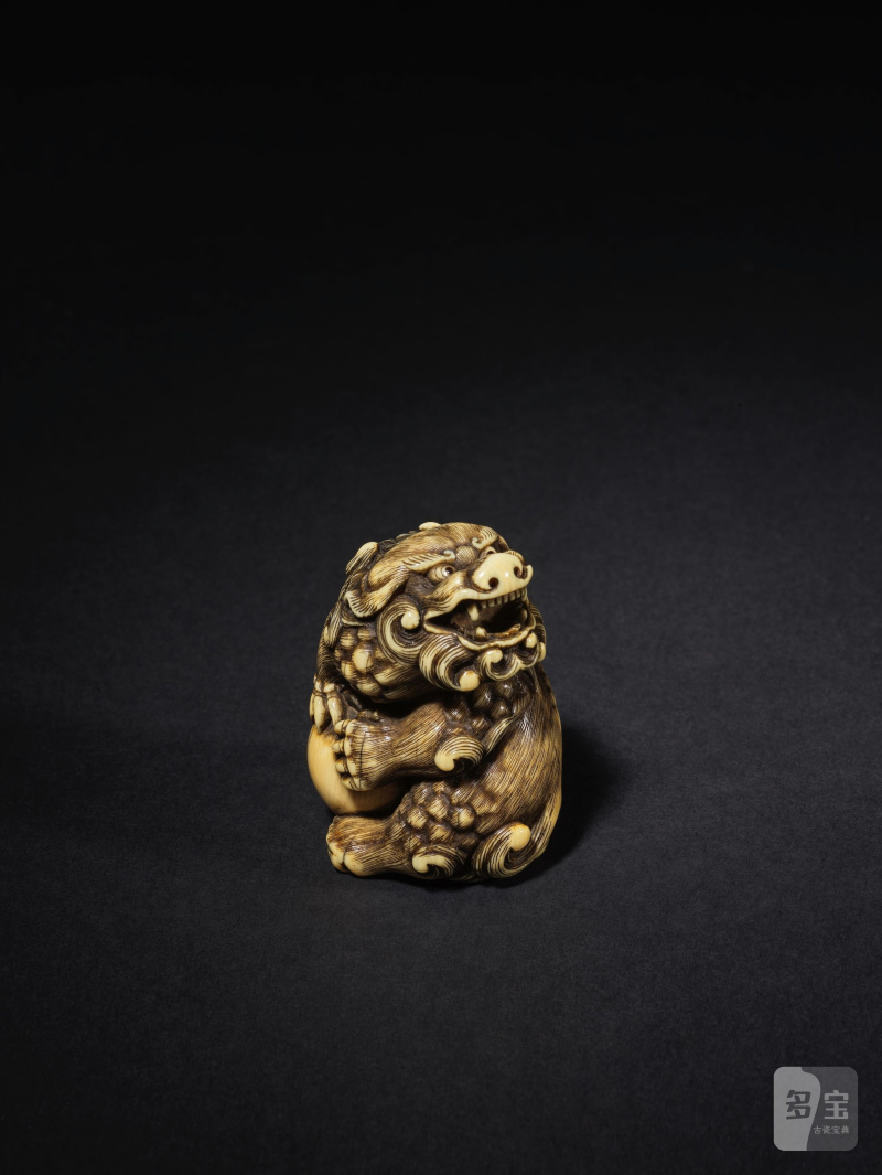 象牙彫根付 珠取獅子 銘「光春」 18世紀後期/19世紀前期 | NETSUKE EN IVOIRE REPRÉSENTANT UN SHISHI - 图4